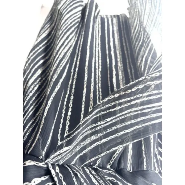 DKNY Women's Chain Print Wrap Front Dress Black White Size 16 - Image 7