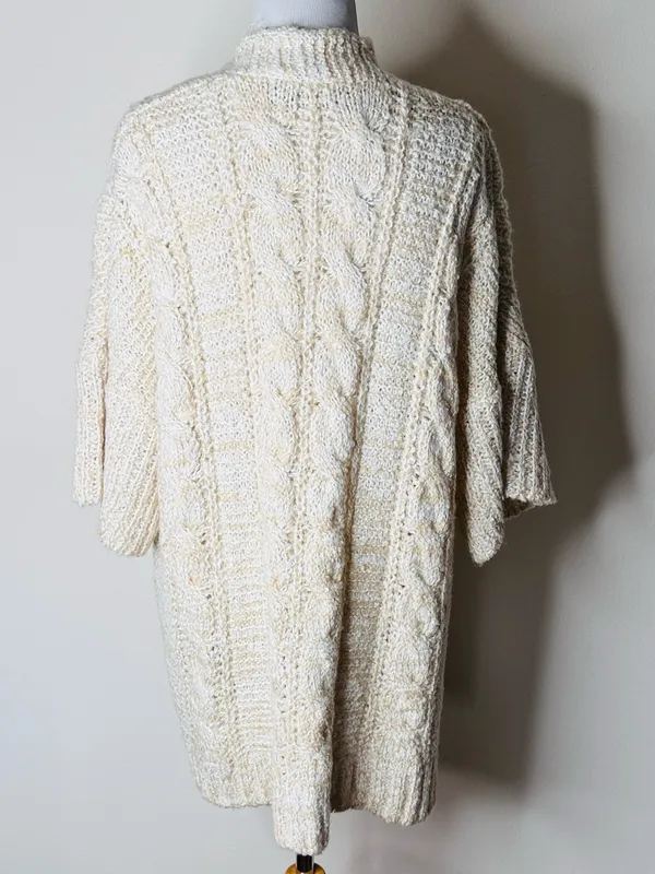 POL Ivory Chunky Knit Short Sleeve Cardigan - Image 5