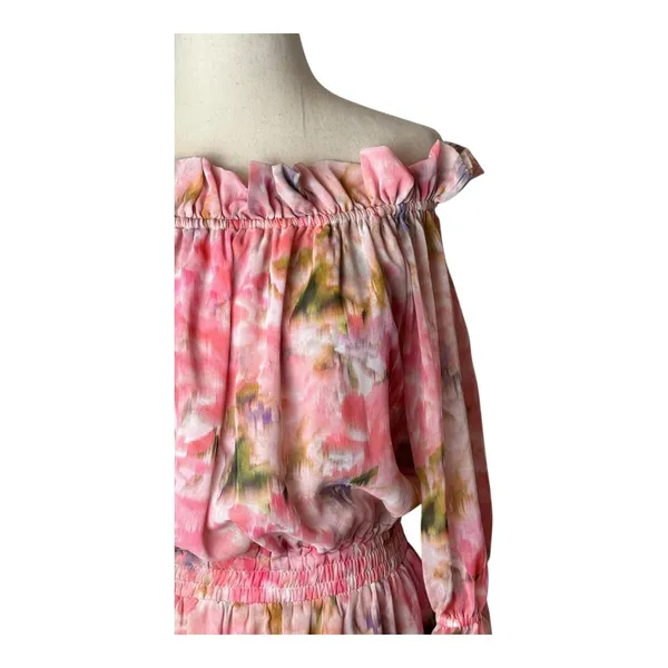 MISA Los Angeles‎ Danae Dress Women XS Pink Taza Floral Mini Off Shoulder Boho - Image 8
