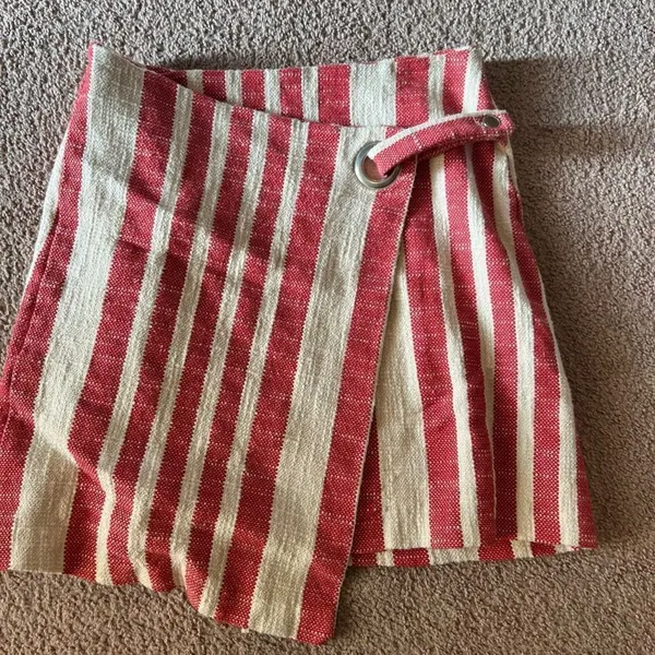 Free People Its A‎ Wrap Tuscany Mini Skirt with Red White Stripes Size medium - Image 5