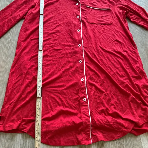 Auden Womens Red Button Down Long Sleeve Sleep Shirt Nightgown Size M NWT - Image 5