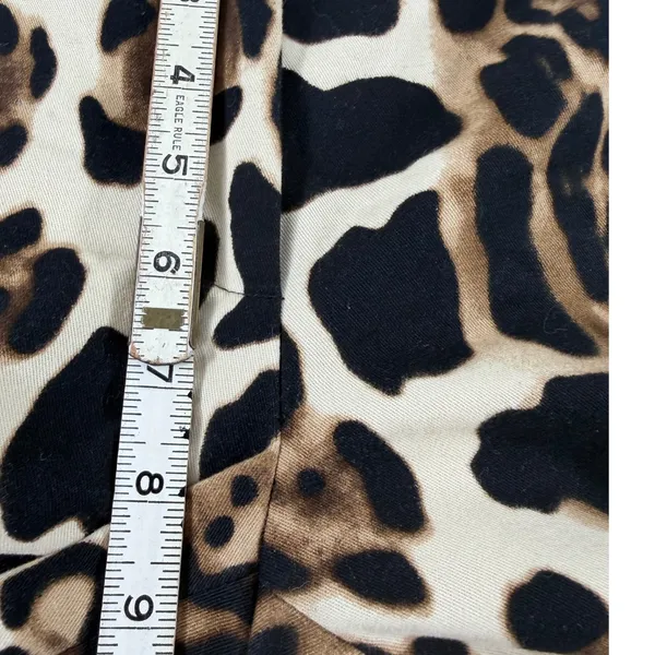 Brooksfield Donna Leopard Print Flare Pants Brown Black Animal Stretch Size 1 - Image 5