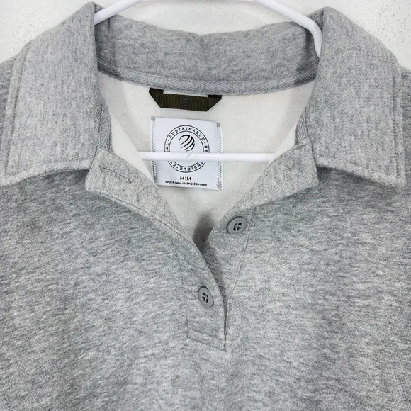 MPG Sport Grey Collared Pullover‎ Sweatshirt Cropped Boxy Athleisure Size Medium - Image 5