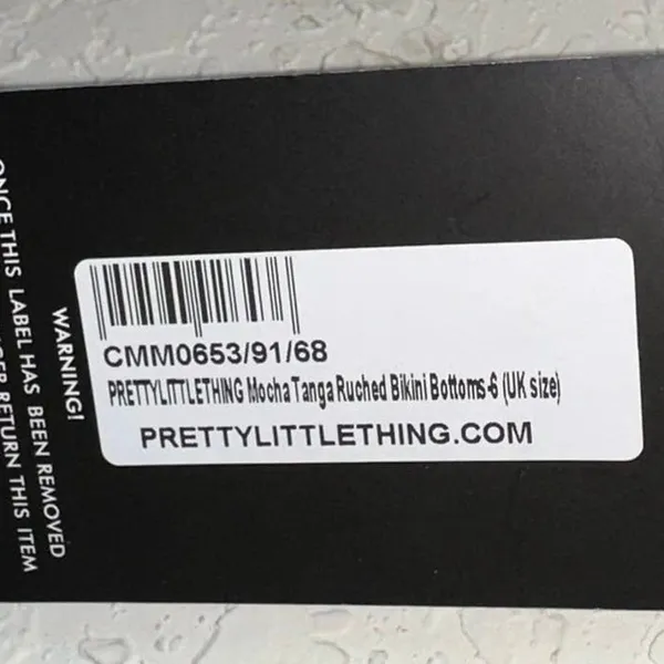 NWT PrettyLittleThing Mocha Ruched‎ Tanga Bikini Bottoms Size 2 Chain Strap Swim - Image 6