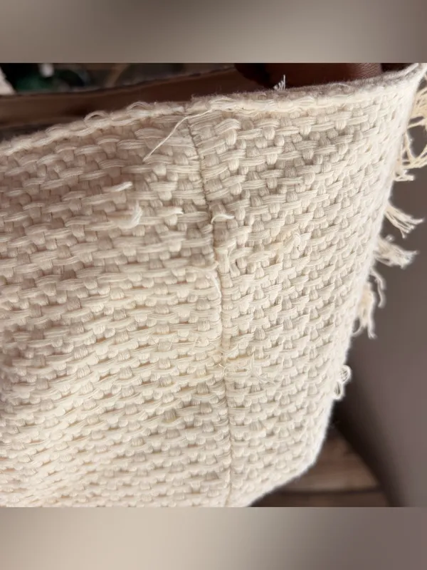 MERONA cloth tote ivory with beads handles India. Exclusive decoration - Image 14
