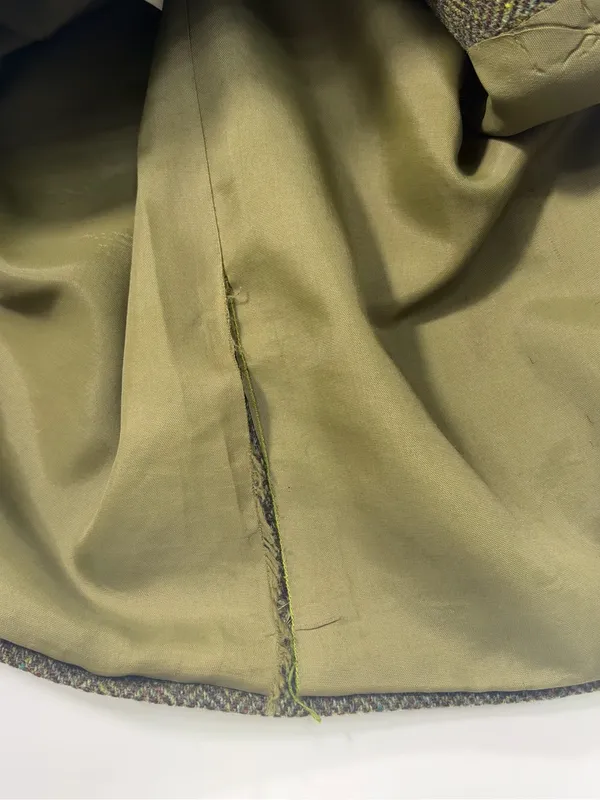Country Shop 100% Wool Olive Tweed Blazer with Brown Contrast Trim - Women - Image 8