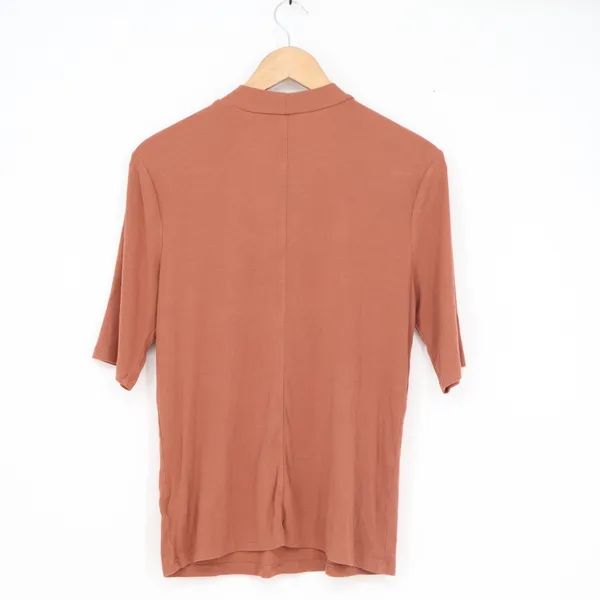 A New Day Womens Ribbed Mock Neck Elbow Sleeve Top Terracotta Rust Large - Image 4
