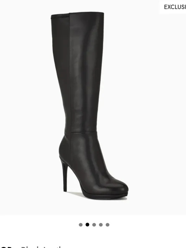 Quizme Platform Leather Boots Black Stiletto Heel Boots with Zipper - Image 2