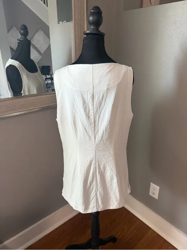 Maeve x Anthropologie Linen Blend Cutaway Vest Minimalist Medium - Image 4