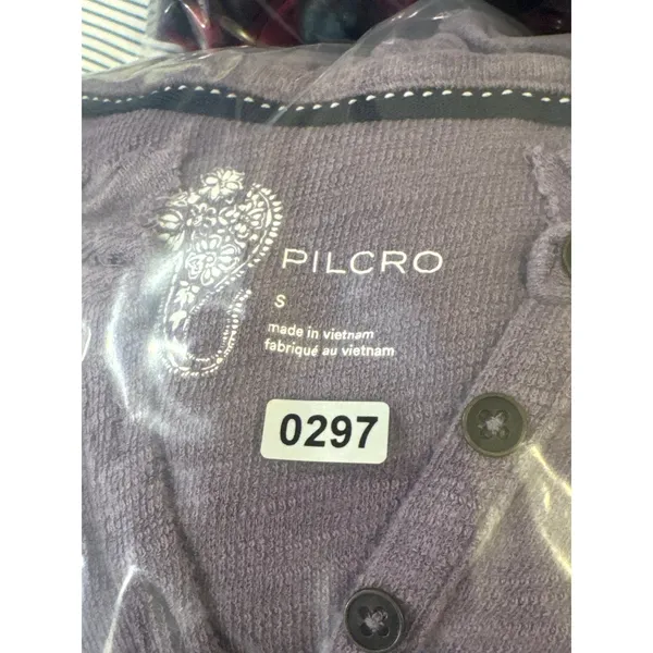Pilcro Anthropologie Ruffle Henley Top Sz S Purple Slub Knit Long Sleeve Boho - Image 8