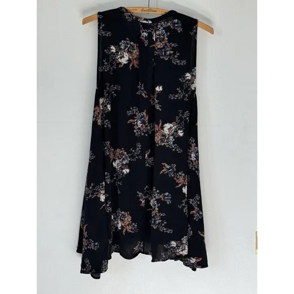 FREE PEOPLE Boho Floral Sleeveless Swing Tunic Dress w/ Pockets XS - Image 2