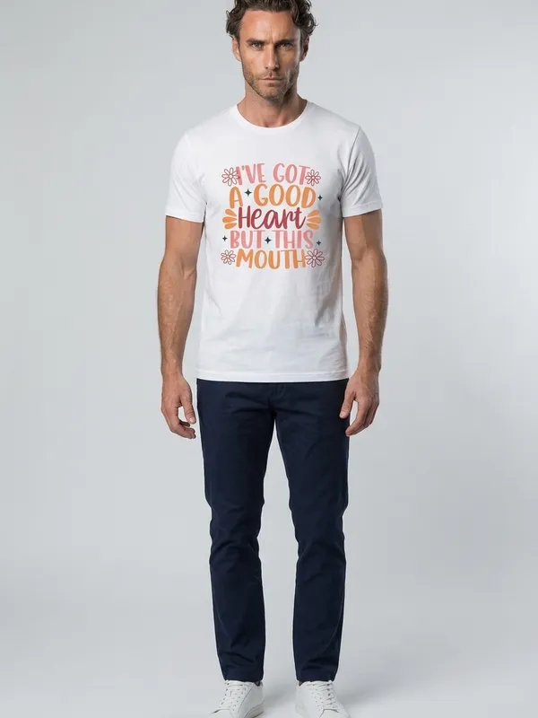 Graphic Tee "I've Got a Good Heart But This Mouth" - White Size XL NWT - Image 4