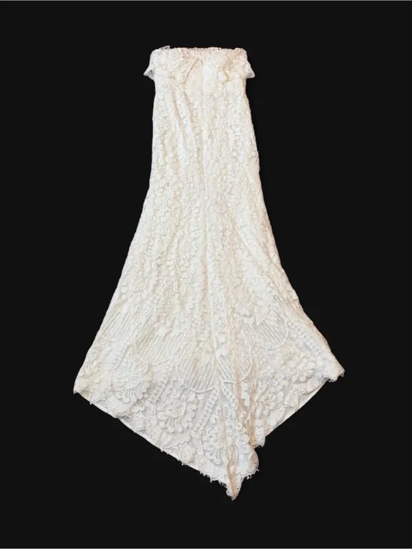 Lulus White Lace Mermaid Maxi Dress Strapless Bridal Rehearsal Gown Small USA - Image 6