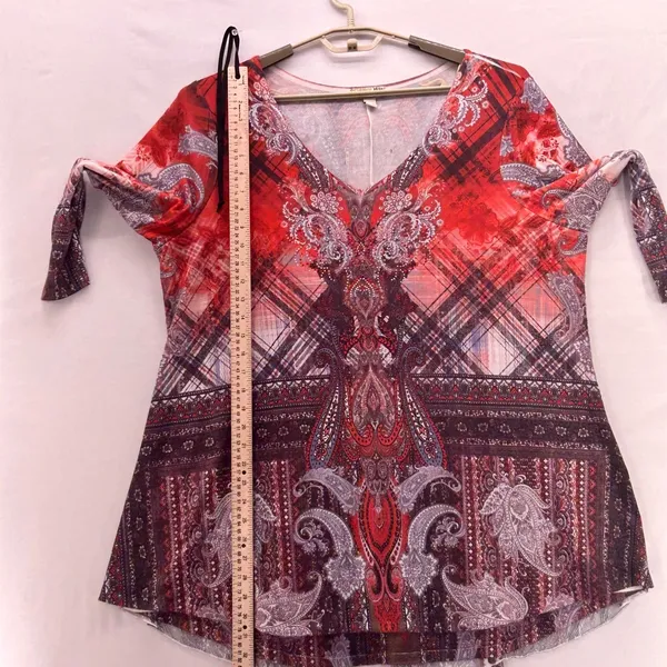 One World‎ Tunic Peplum Red 2X - Image 16