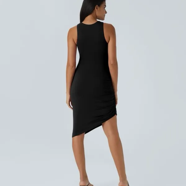 Halara 099HO.- Round Neck Ruched Asymmetric Hem Bodycon Mini Casual Dress. - Image 2