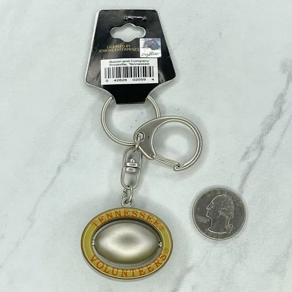 Bacon & Co Tennessee Volunteers Spinning Football Keychain Keyring - Image 2