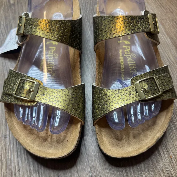 Papillio Sandals Women's Arizona Scale Pattern Metallic Gold Size 41 L10 M8 - Image 3