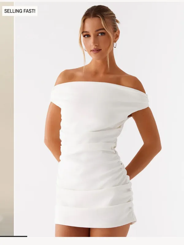 Peppermayo Morgan Off Shoulder Mini Dress Ivory - Image 2