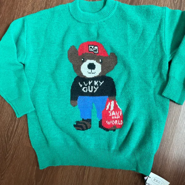 Cider Green Lucky Bear Knit Sweater - Image 2