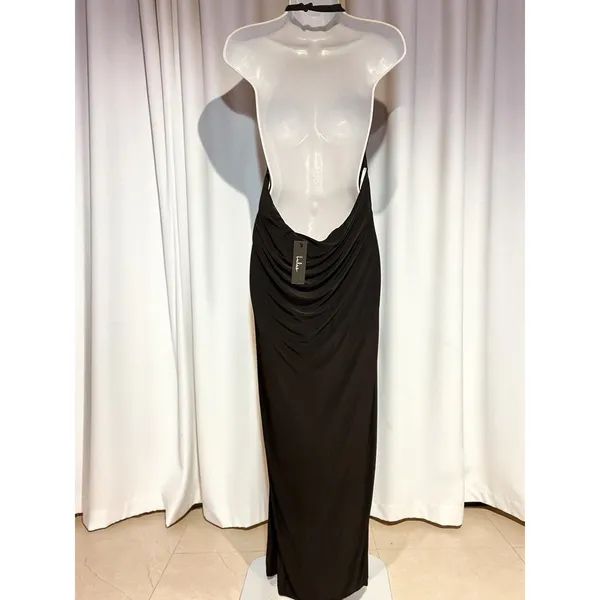 Lulus Flawless Expression Black Mock Neck Halter Maxi Size L - Image 4