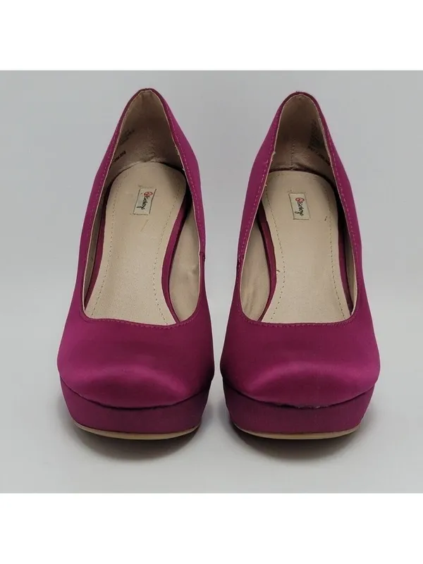 Fusia Pink Rhinestones Heel Satin Pumps Shoes By Olsenboye Size 7 - Image 8