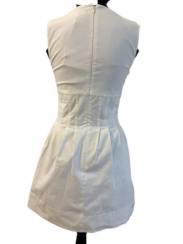 LPA White Mini Cotton Blend V-neck Dress(Size XS) - Image 3