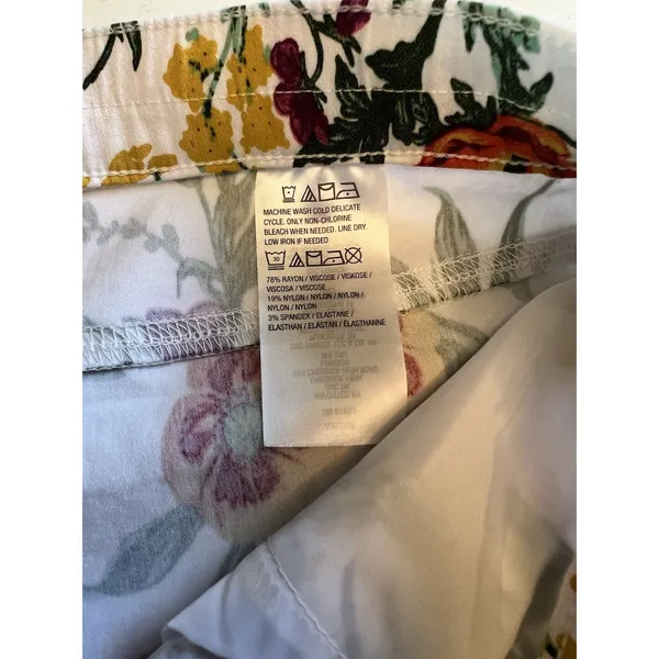 Susan Graver Womens‎ Floral Print Straight Leg Pants White Multicolor Size 10 - Image 4