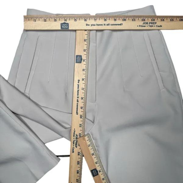 Zara Medium High Waisted Pleated Straight Leg Pants Cream Minimalist Cropped - Image 12