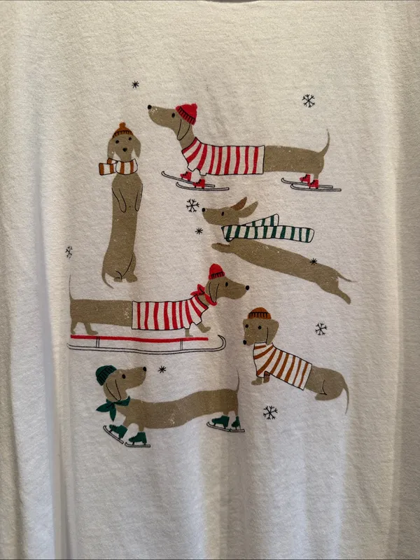 J. Crew Festive winter Dachshund Graphic Tee Medium short sleeve doxi - Image 2