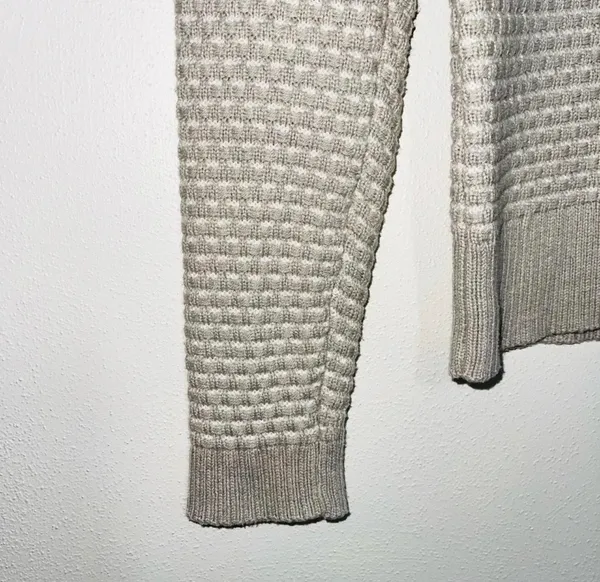 J. Crew Factory Turtleneck Sweater Beige Gray & White Tight Knit - Image 4