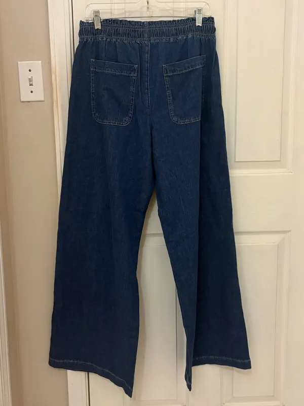 NWT!! American Eagle Dreamy Drape Linen Blend Pull-On Pants in Indigo - Image 11