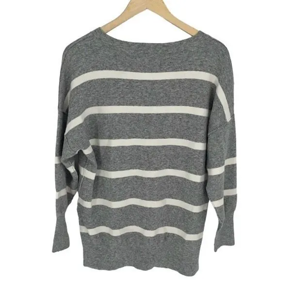 Abercrombie & Fitch Womens Stripe Soft Collection Pullover Sweater Gray White XS - Image 3