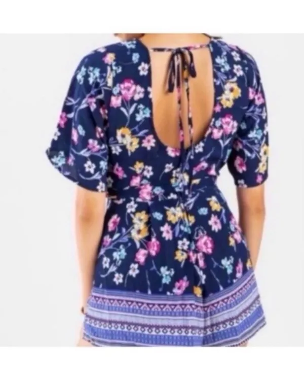 Floral Francesca's Romper Blue - Image 4