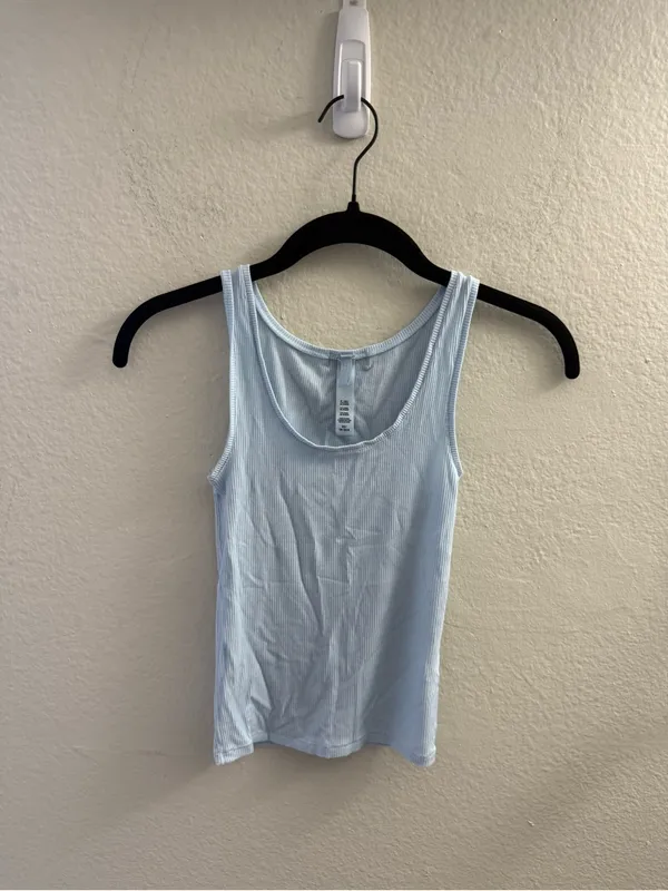 SKIMS Cotton Ribbed Scoop Tank Size XS Blue Loungewear Lounge Bachelorette - Image 2