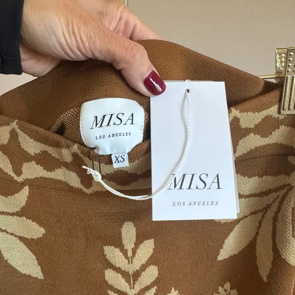 MISA Los Angeles Leni Knit Mini Skirt XS Brown Cream NWT - Image 4