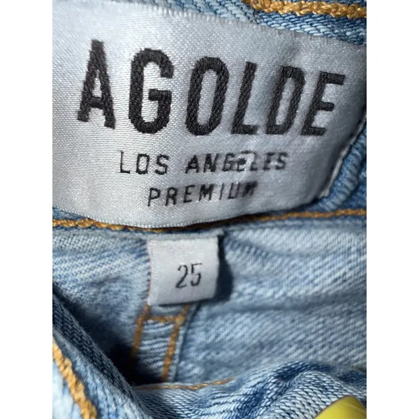 AGOLDE Riley High Rise‎ Straight Crop Jeans Light Wash Distressed Blue Size 25 - Image 7