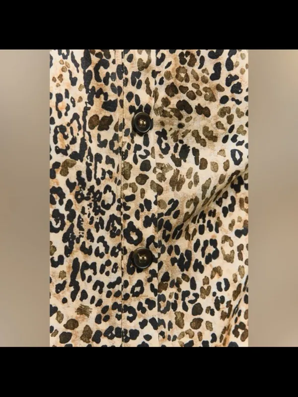 Zara Leopard Print Halter Maxi Dress - Beige & Black - Image 5
