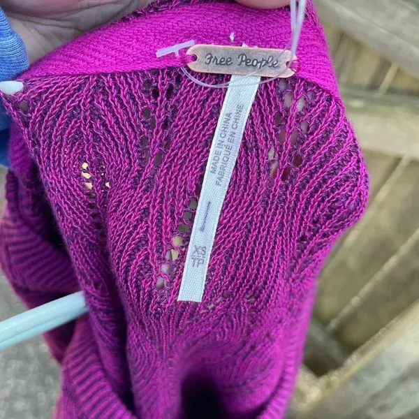 Free People Purple Cropped Pointelle Knit Dolman Sweater - Image 2