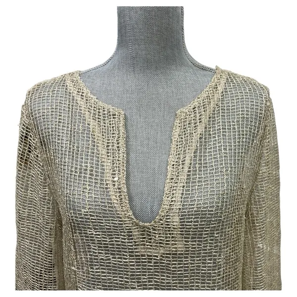 LA BLANCA By Rod Beattie Gold Mesh Net Swim Cover Up gold color size M - Image 6
