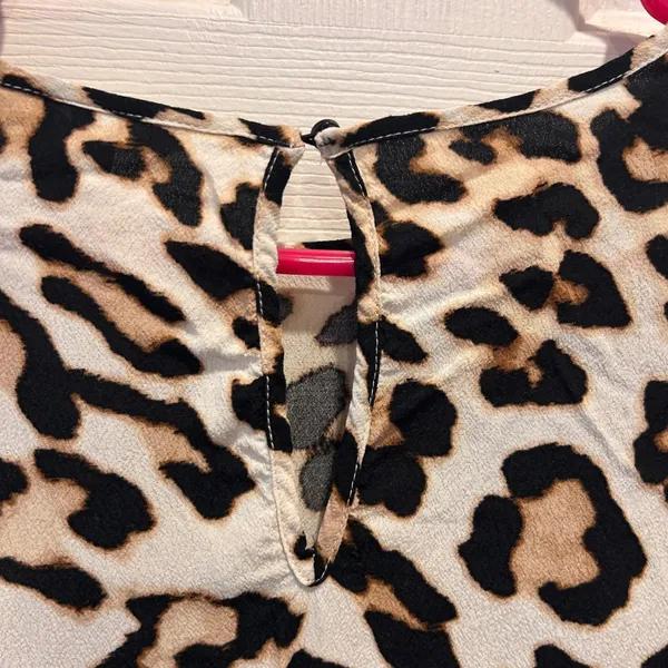 H & M Womens Leopard Print Short Sleeve Top Viscose Size 12‎ Office Party - Image 7