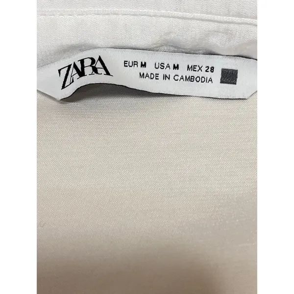 Zara Women's White Silky Satin Collared Long Sleeve Button Down Shirt Top Size M - Image 7