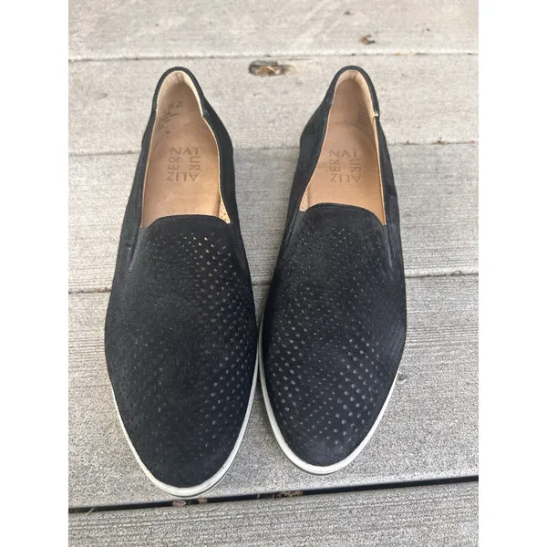 Naturalizer Bonnie Black Leather Perforated Slip On‎ Loafers WMNS 7.5 M Sneakers - Image 5