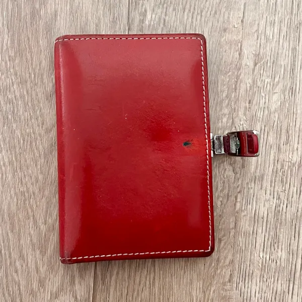 Coach Y2K Vintage Red Leather Compact Bifold Credit Card Holder Wallet - Image 5