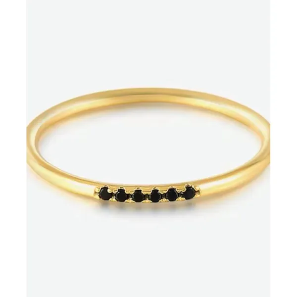 NEW Women's‎ Dainty 14k Gold Plated S925 Black Melee Diamond Ring Size 5.5 - Image 6