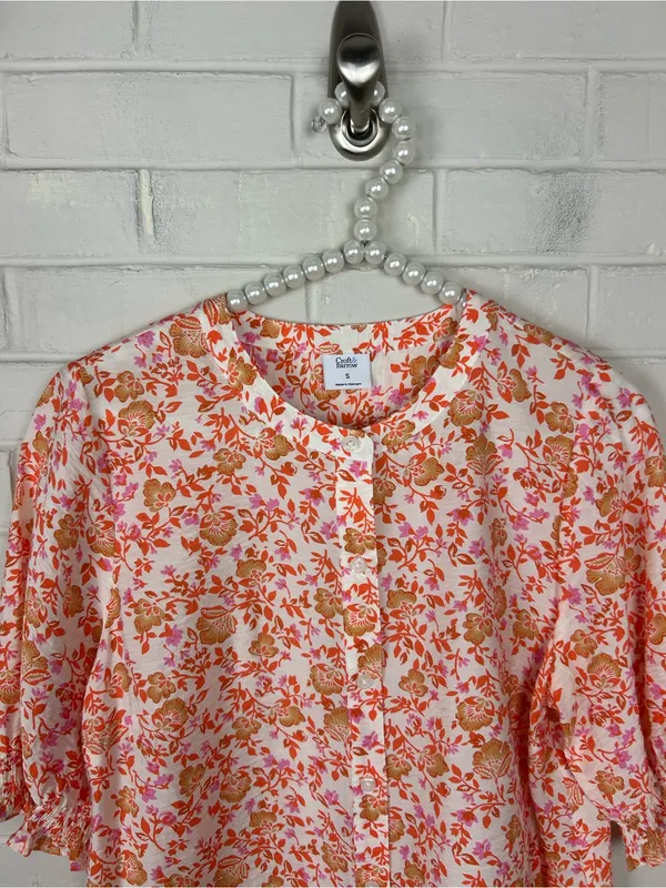 Croft & Barrow Floral Print Button Front Top Size S - Image 3