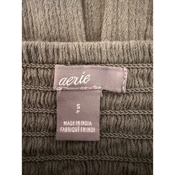Aerie Sage‎ Green Tie Front Smocked Back Gauze Romper Small 1407-2818-82 - Image 4