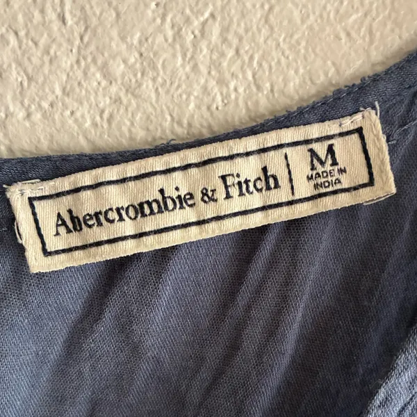 Abercrombie & Fitch Silver Sequins Dusty Blue Boho Babydoll Blouse M - Image 10