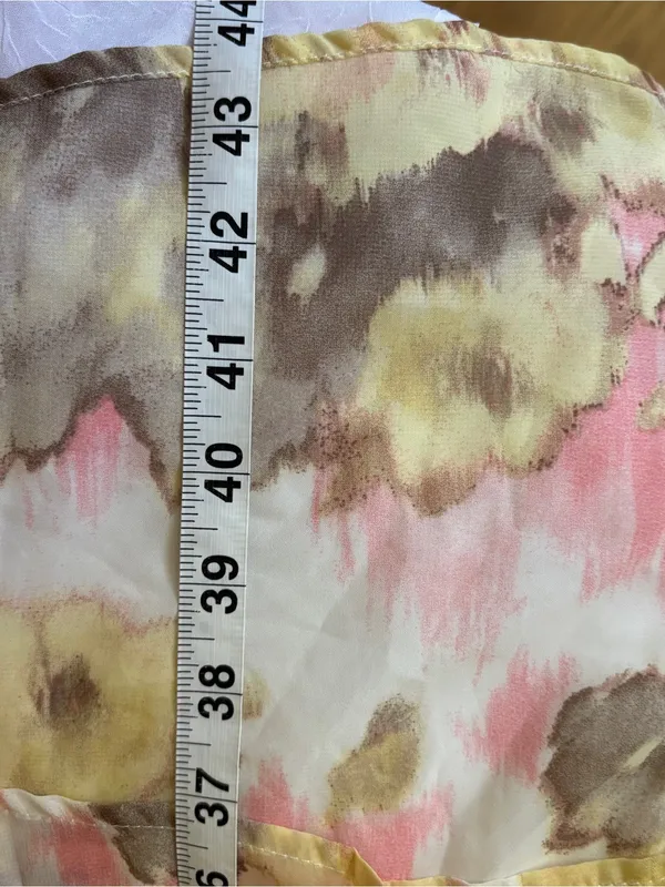 AUW EIC Floral Watercolor High-Low Dress in Pink, Yellow & Cream | Women’s Size L - Image 6