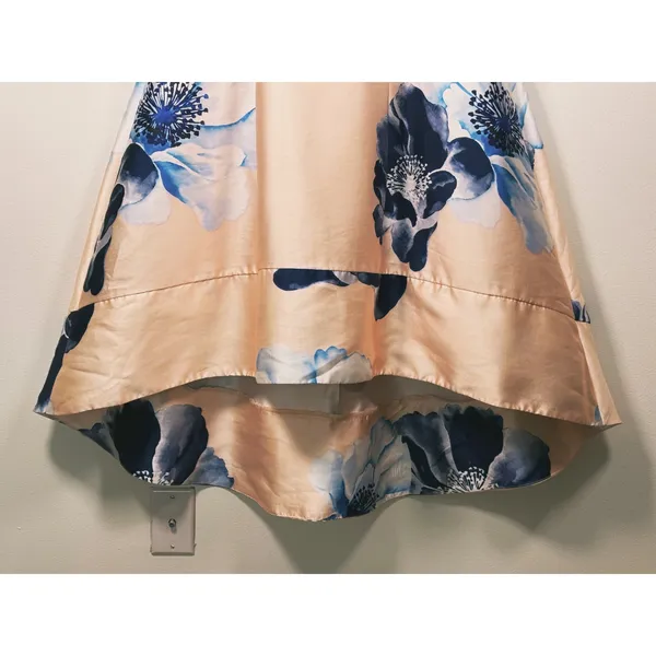 Women's Floral Off Shoulder Satin Midi Dress Size 10 Pink Wedding Guest Cocktail - Image 11