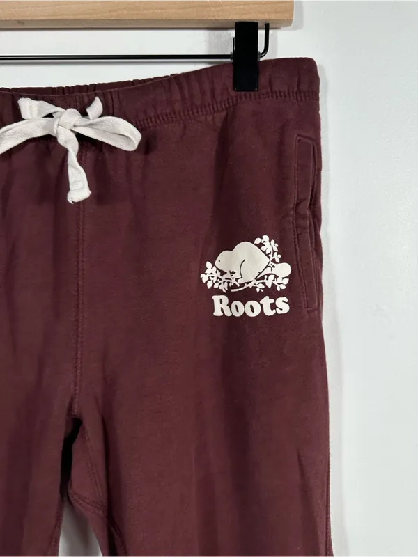 Roots‎ Original Sweatpants Burgundy Fleece Jogger Drawstring Size Small - Image 6
